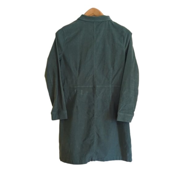 Joanie Clothing Blue Green Corduroy Metal Button Long Sleeve Collared Dress l 8 - Picture 3 of 4